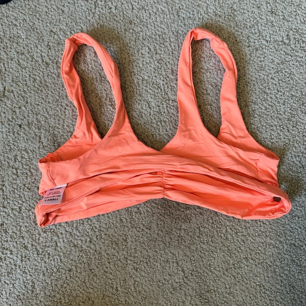 NWOT l*Space criss cross back bikini top electric coral